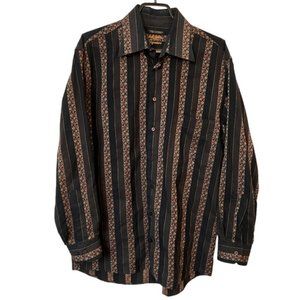 Jack Lipson Signature Striped Mens Button Front Cotton Shirt